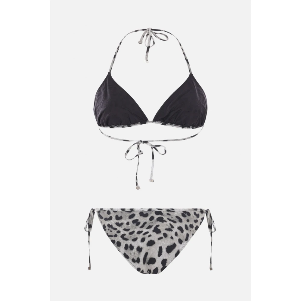 Dolce & Gabbana Luipaardprint Bikini Set met Pouch Black Dames