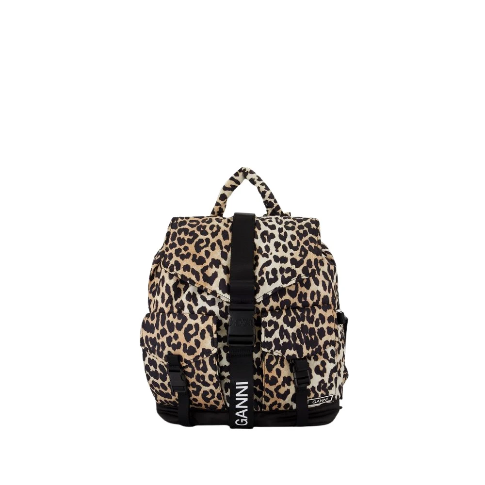 Ganni Tryckt Tech Ryggsäck - Leopard Stil Multicolor, Dam