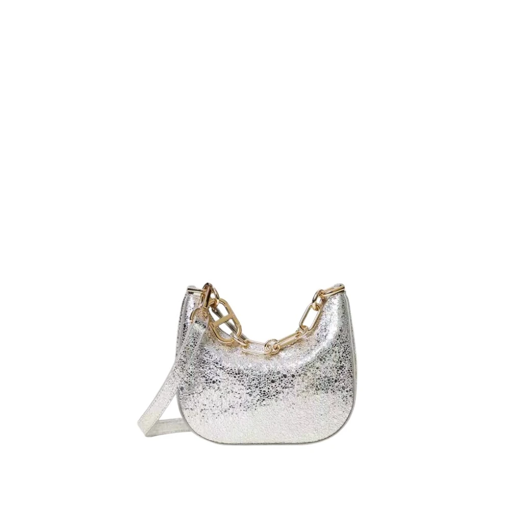 Twinset Mini Croissant Gelamineerde Tas White Dames