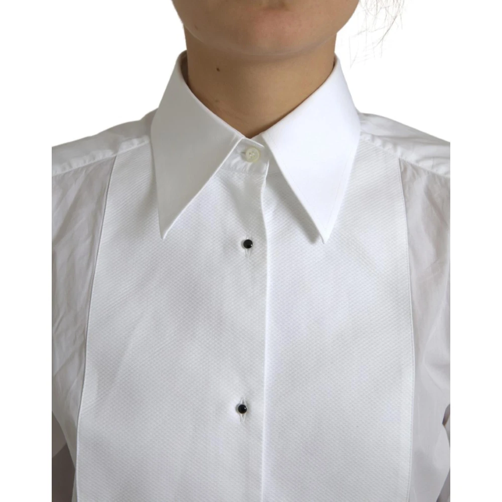 Dolce & Gabbana Elegante Witte Katoenen Overhemd White Dames