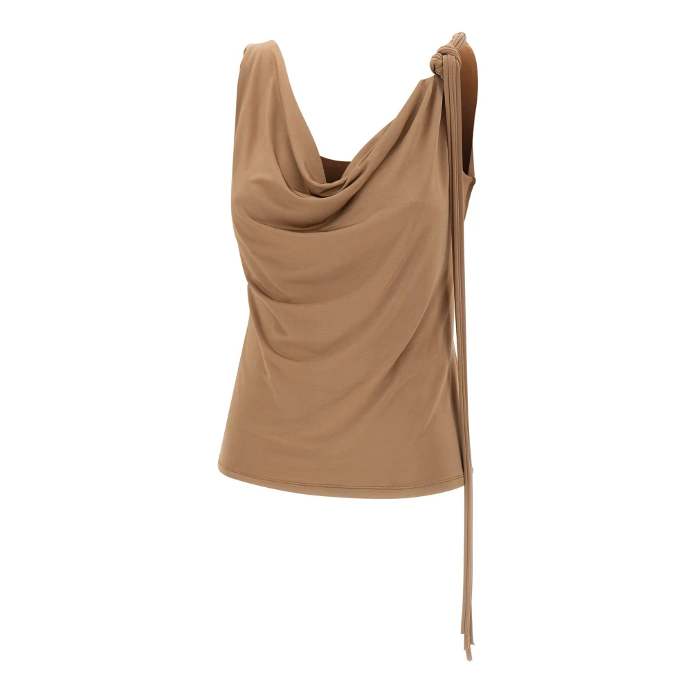 Blumarine Women's Brown Sleeveless Tops, Xs, Tie-Detail Top