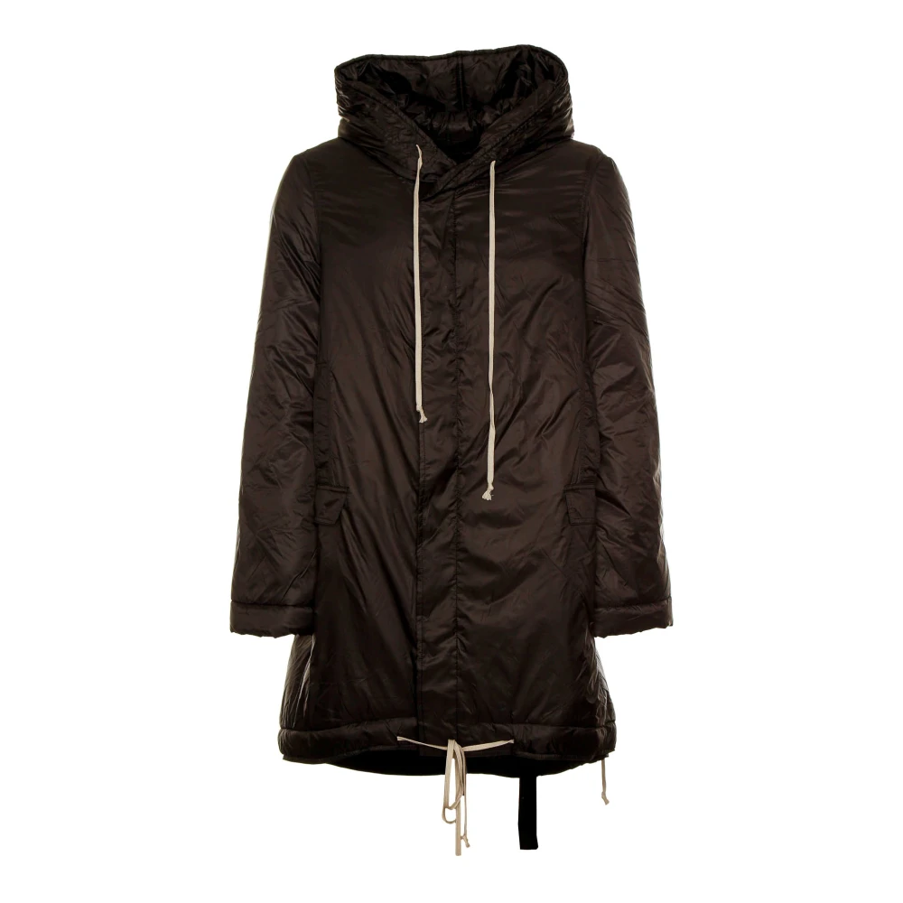 Rick Owens Gewatteerde parka met capuchon en visstaart Black Heren