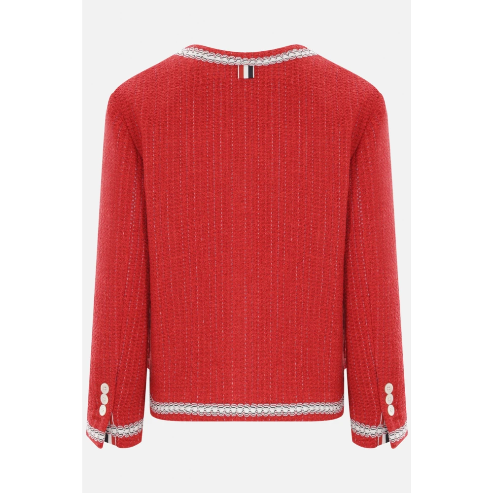 Thom Browne Rode Tweed Cardigan Jas Red Dames