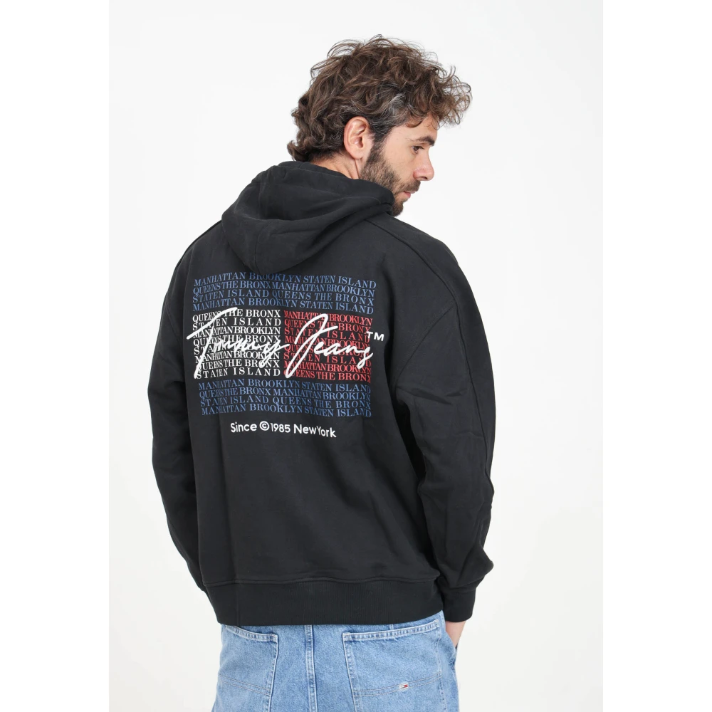 Tommy Jeans Zwarte hoodie met logoprint Black Heren