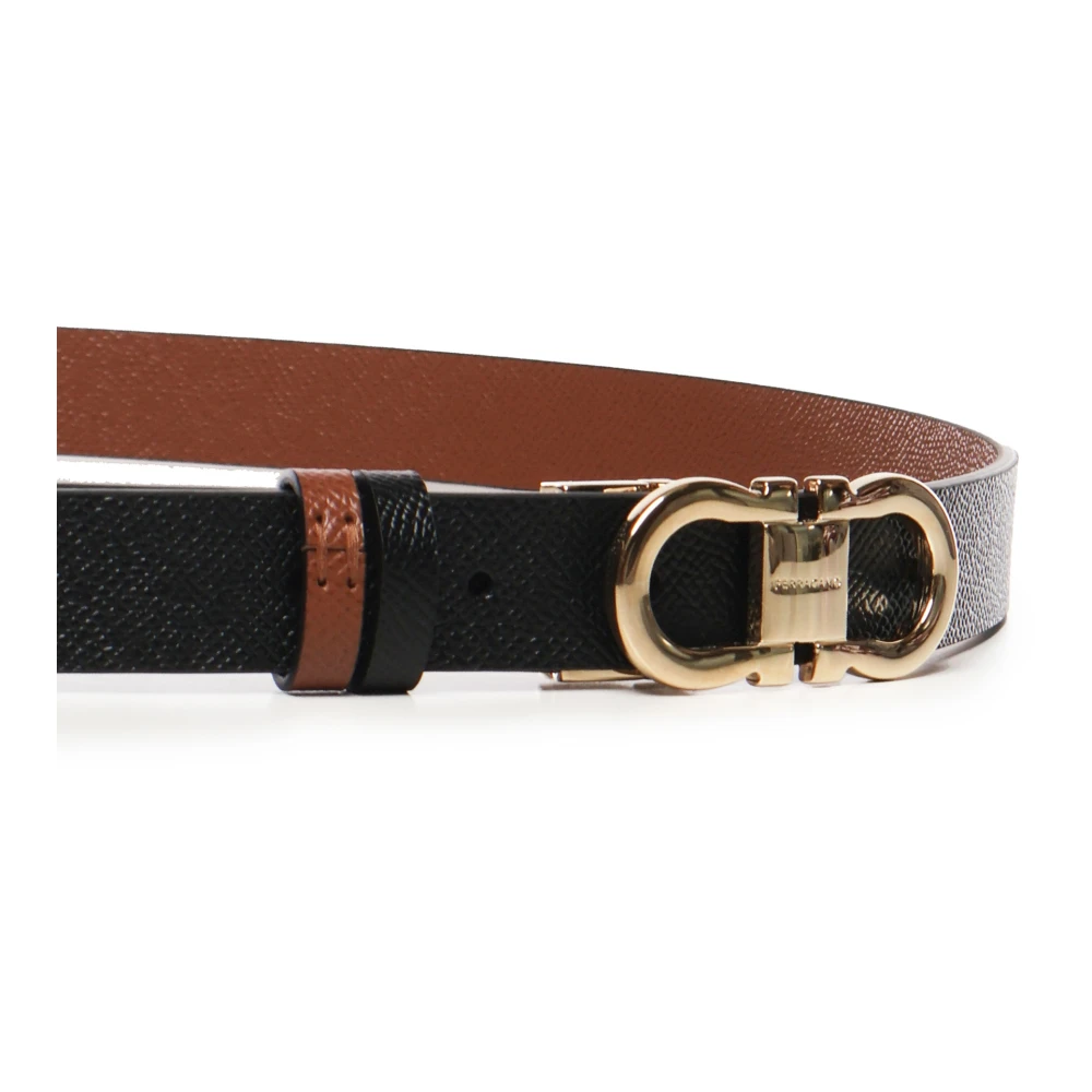 Salvatore Ferragamo Omkeerbare Twee-Tinten Gancini Gesp Riem Black Dames