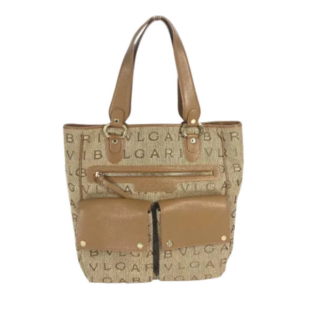 Bvlgari Vintage Pre-owned Leather shoulder-bags Beige Dames