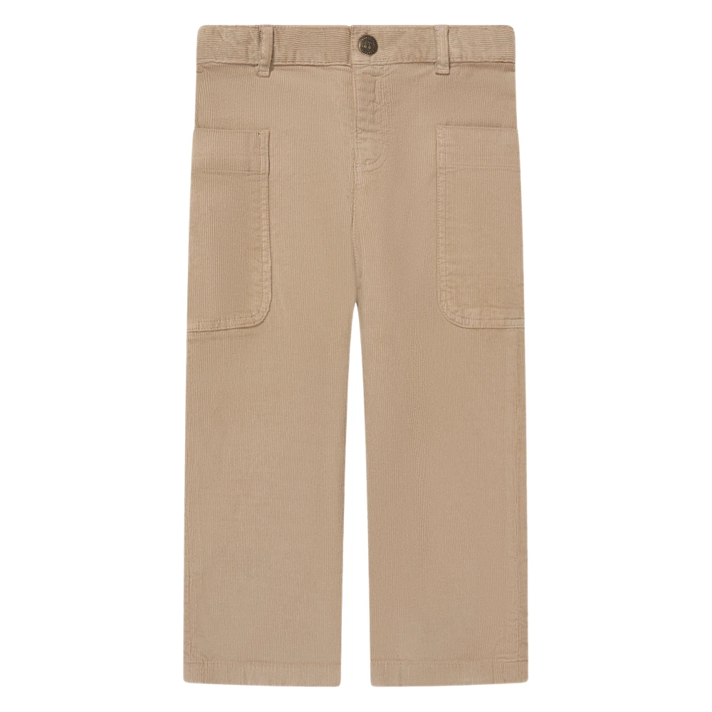 Bonpoint Girls Brown Trousers, 8 Y, Gold Button Velvet Looping Trousers