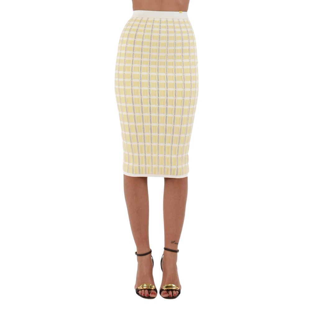 Elisabetta Franchi Geplooide Viscose Midi Rok Yellow Dames