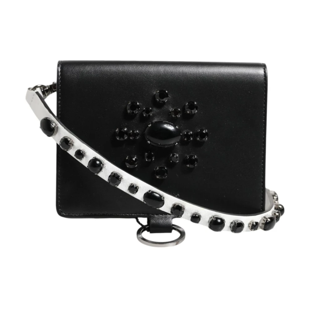 Dolce & Gabbana Women's Black Crystal Embellished Card Holder Wallet