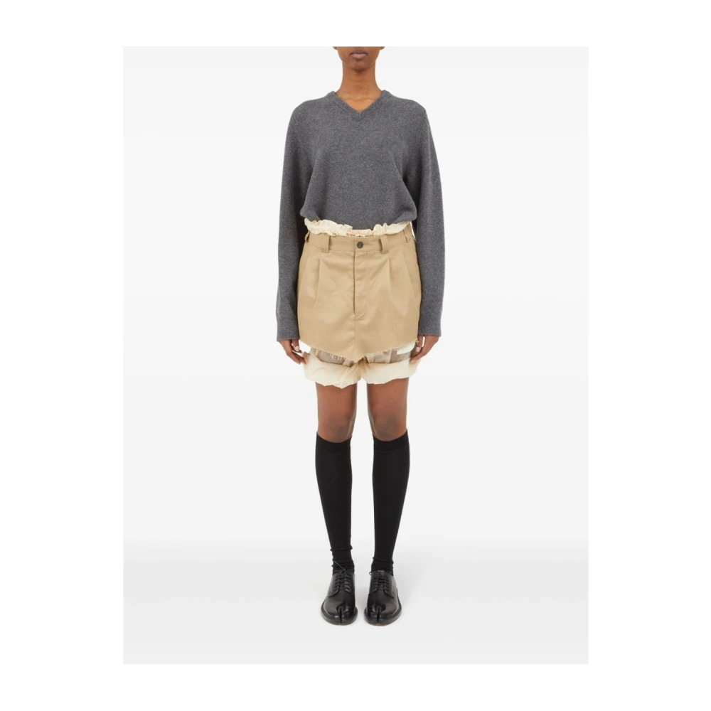 Maison Margiela Beige Gelaagde Shorts Rode Zoom Beige Dames