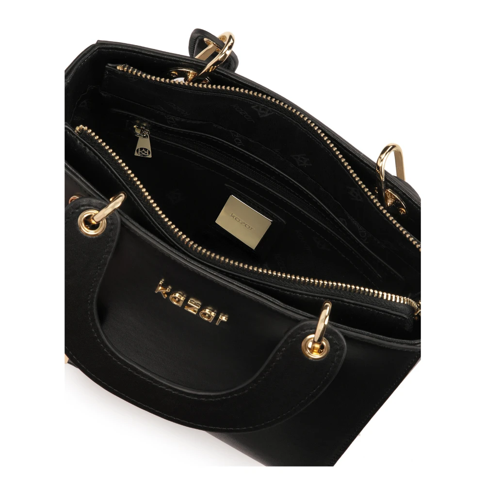 Kazar Elegante Zwarte Leren Tote Tas Black Dames