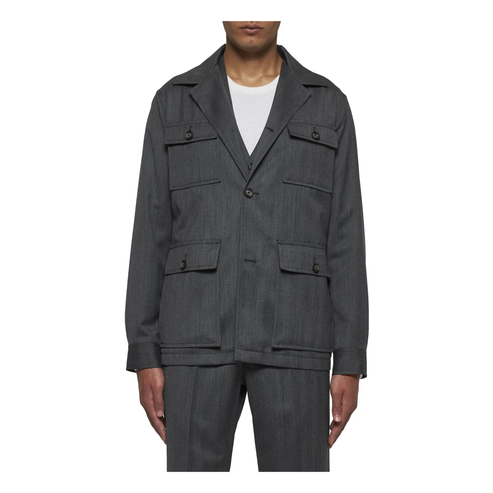 Tagliatore Antracietgrijze Wollen Field Jacket Gray Heren