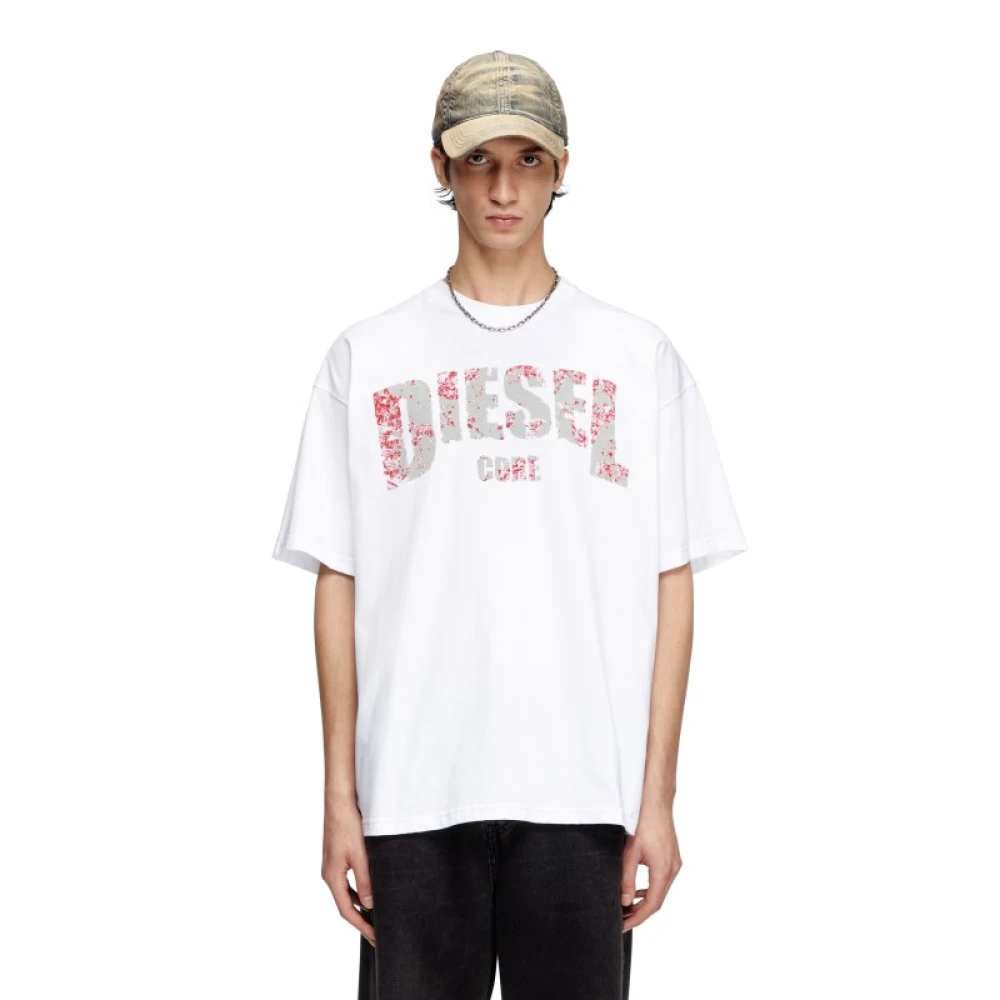 Diesel Gecertificeerd Katoen Logo Print T-Shirt White Heren