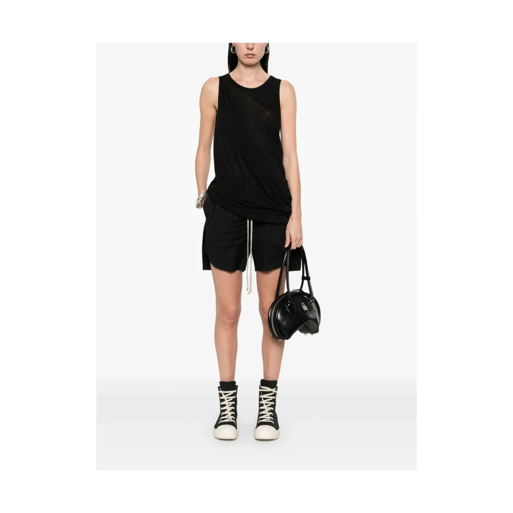 Rick Owens Zwarte Elastische Trekkoord Taille Zijgleuf Black Dames