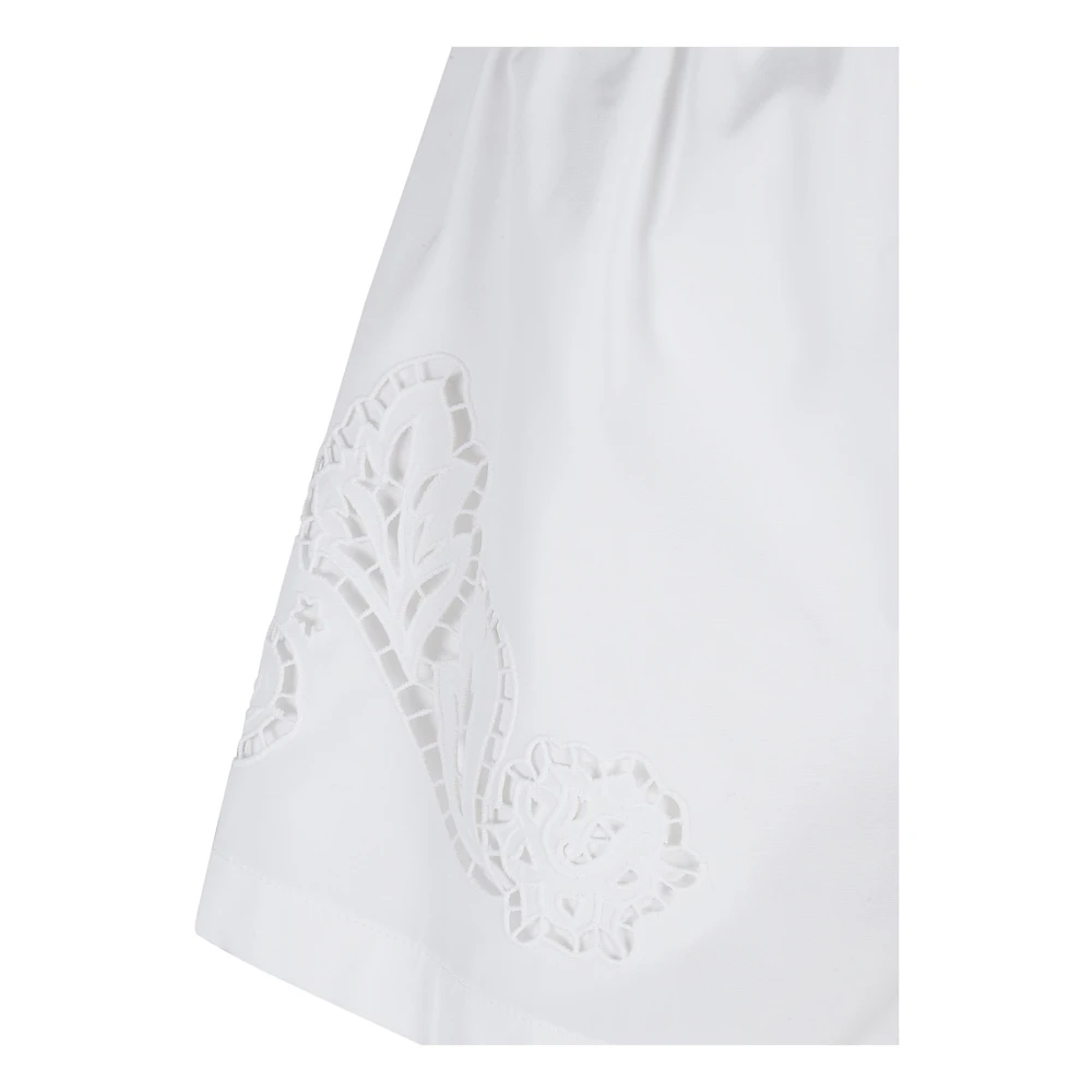 Versace Barok Geborduurde Katoenen Poplin Shorts White Dames