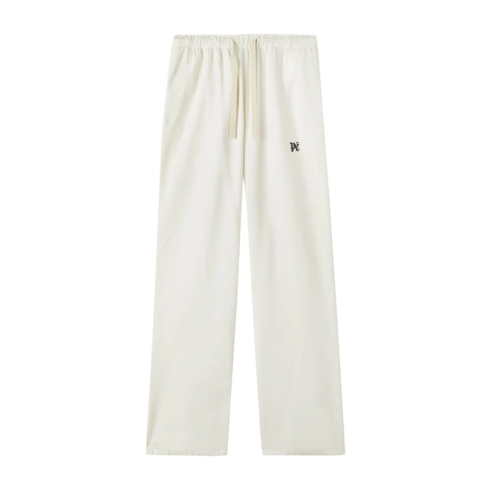 Palm Angels Men's White Monogram Travel Sweatpants