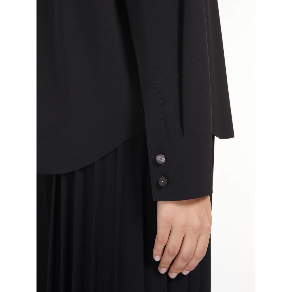 Max Mara Zwarte overhemd met lange mouwen en puntkraag Black Dames