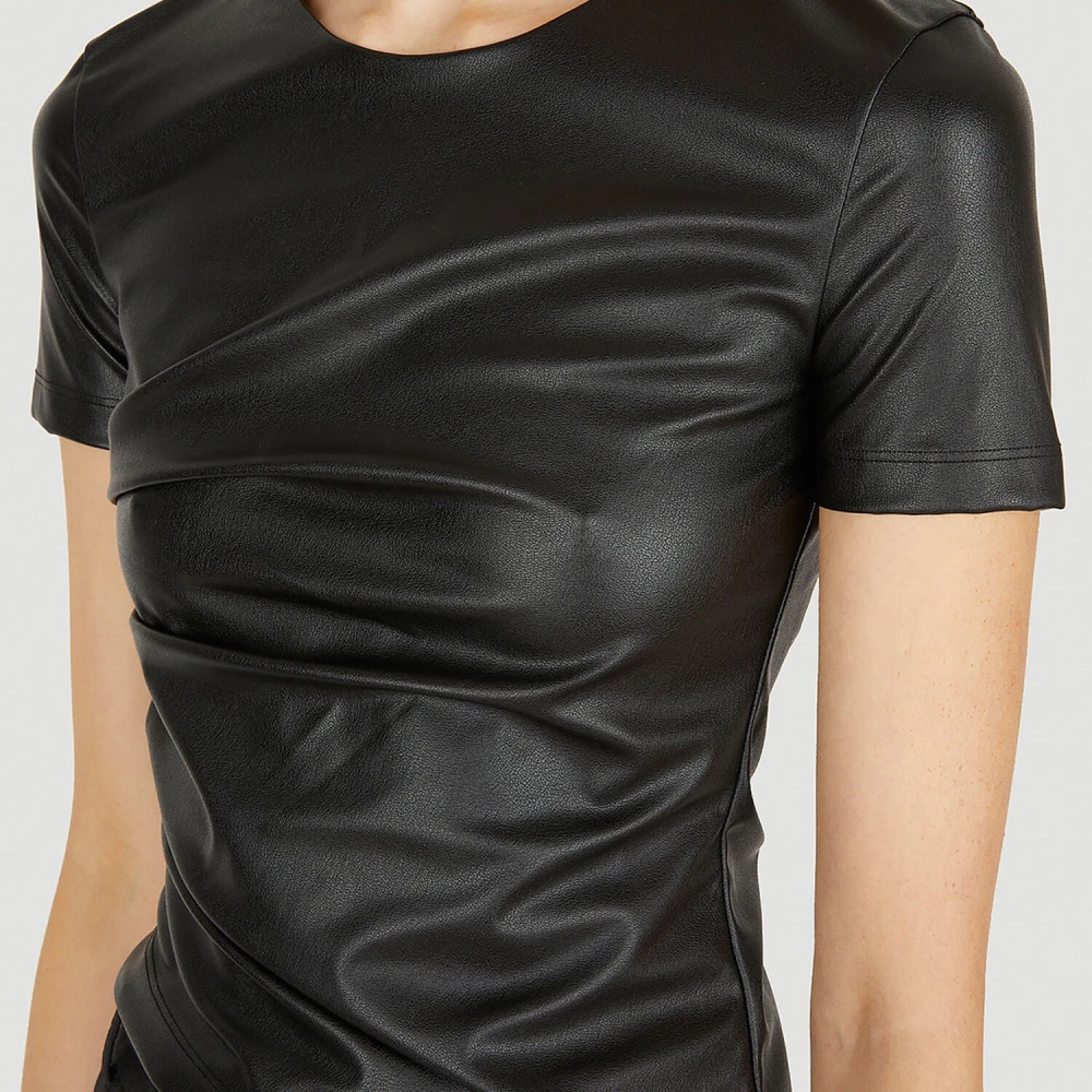 Helmut Lang Faux Leren T-shirt Black Dames