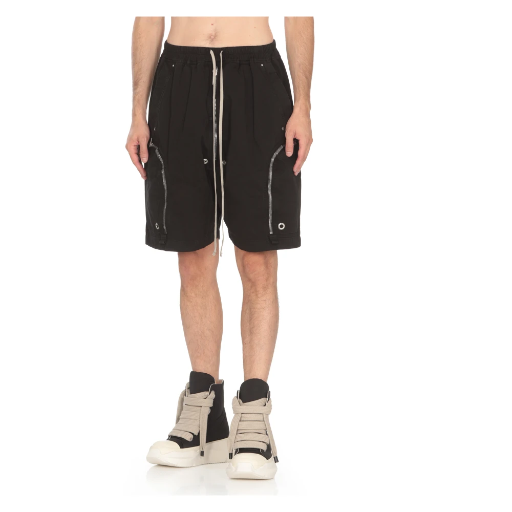 Rick Owens Zwarte katoenen Bermuda shorts met zakken Black Heren