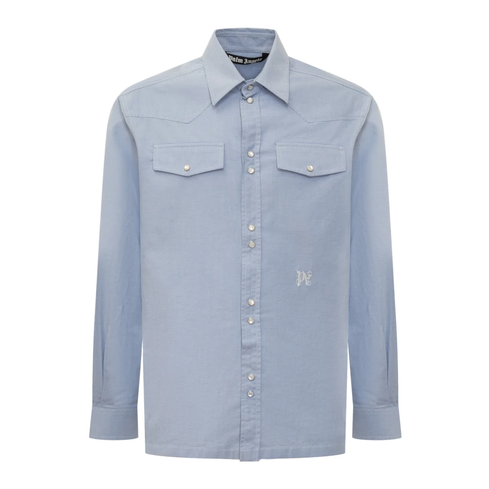 Palm Angels Monogram Overhemd LS Stijlvolle Collectie Blue Heren