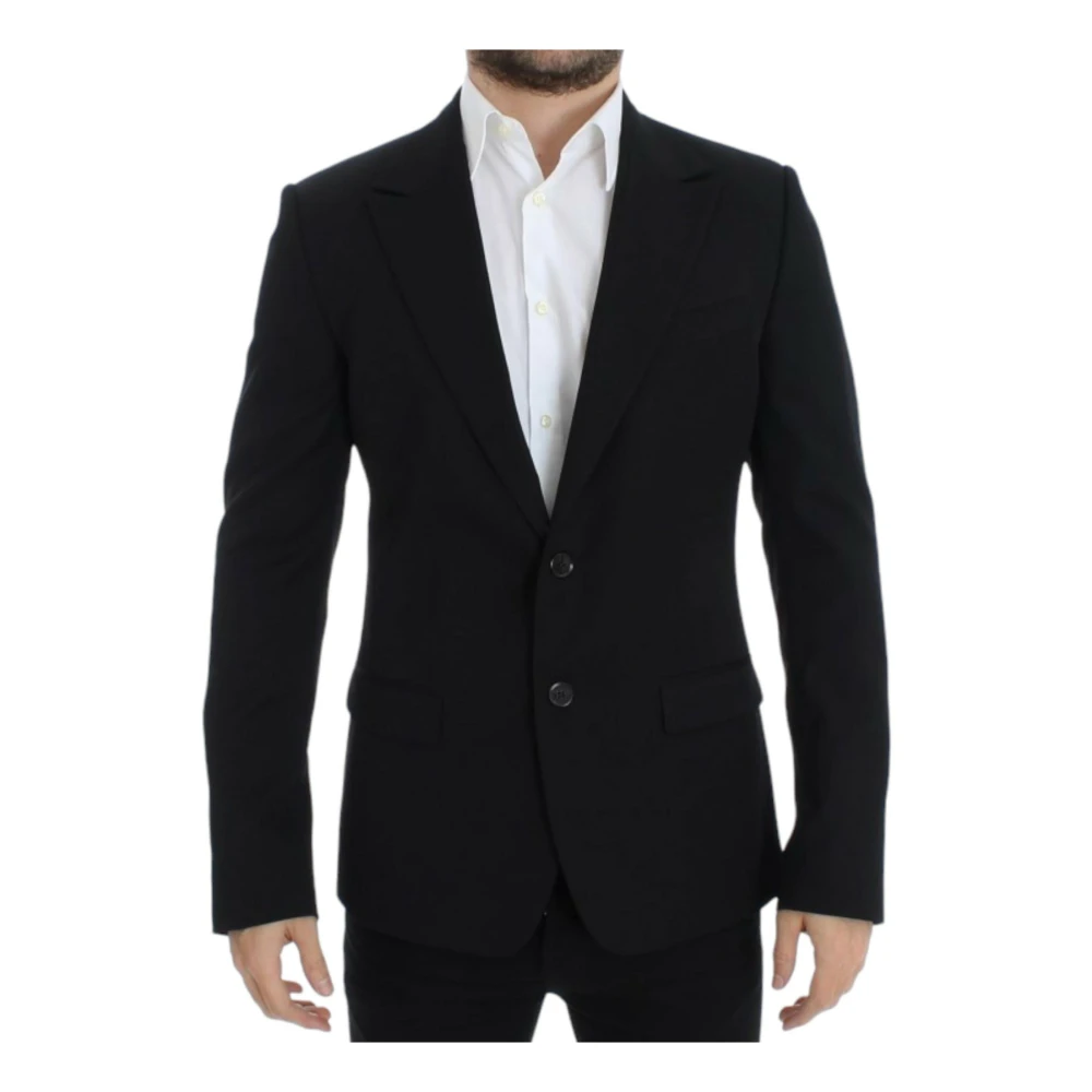 Dolce & Gabbana Men's Black Wool Slim Fit Blazer Jacket - Blazers - M- Jackets