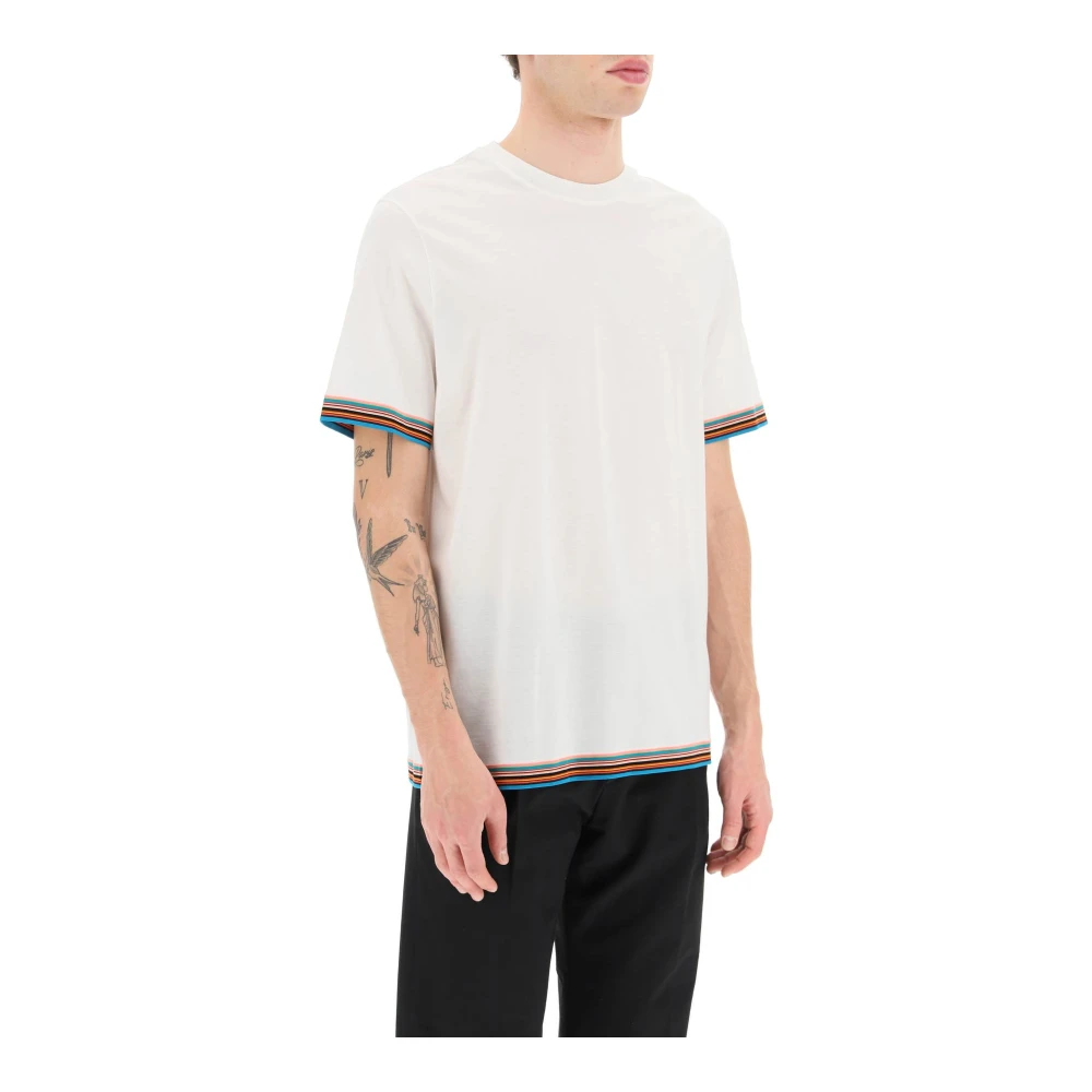 PS By Paul Smith Gestreept Trim T-Shirt White Heren