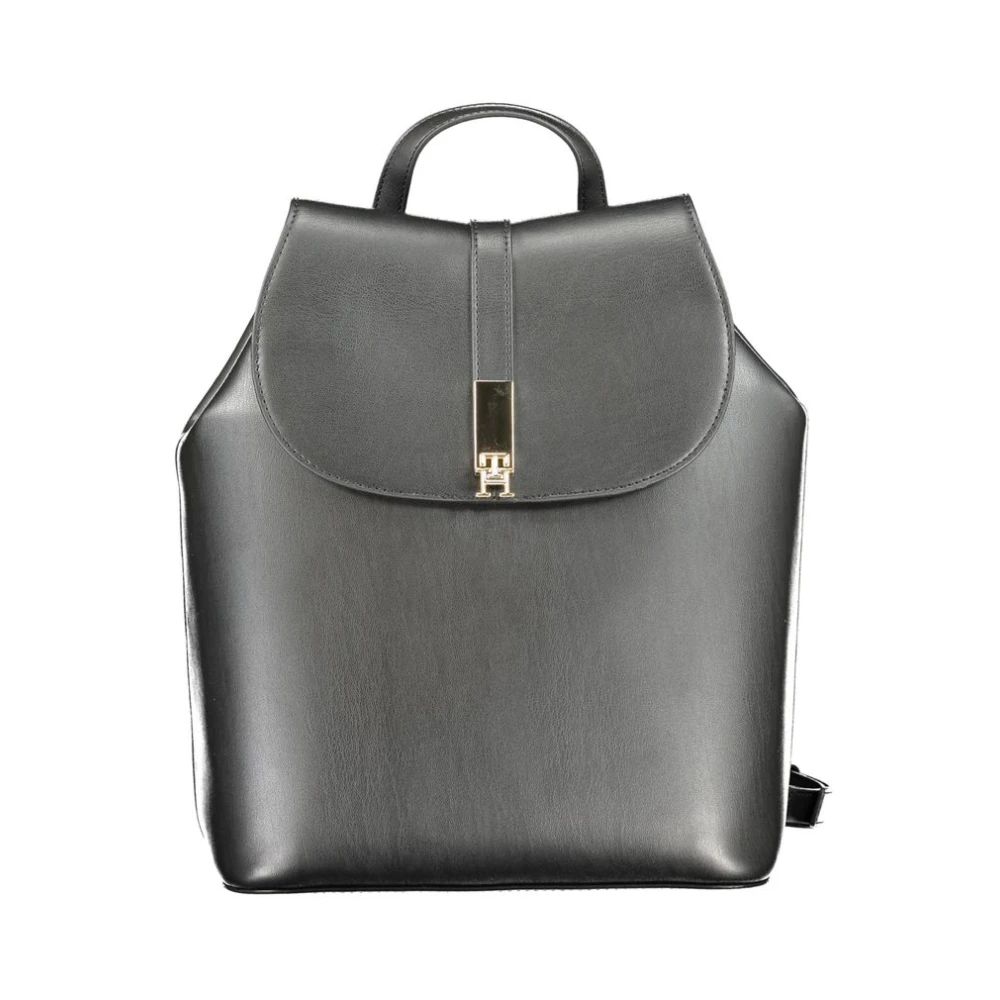 Tommy Hilfiger Zwarte Polyethyleen Rugzak met Verstelbare Banden Black Dames
