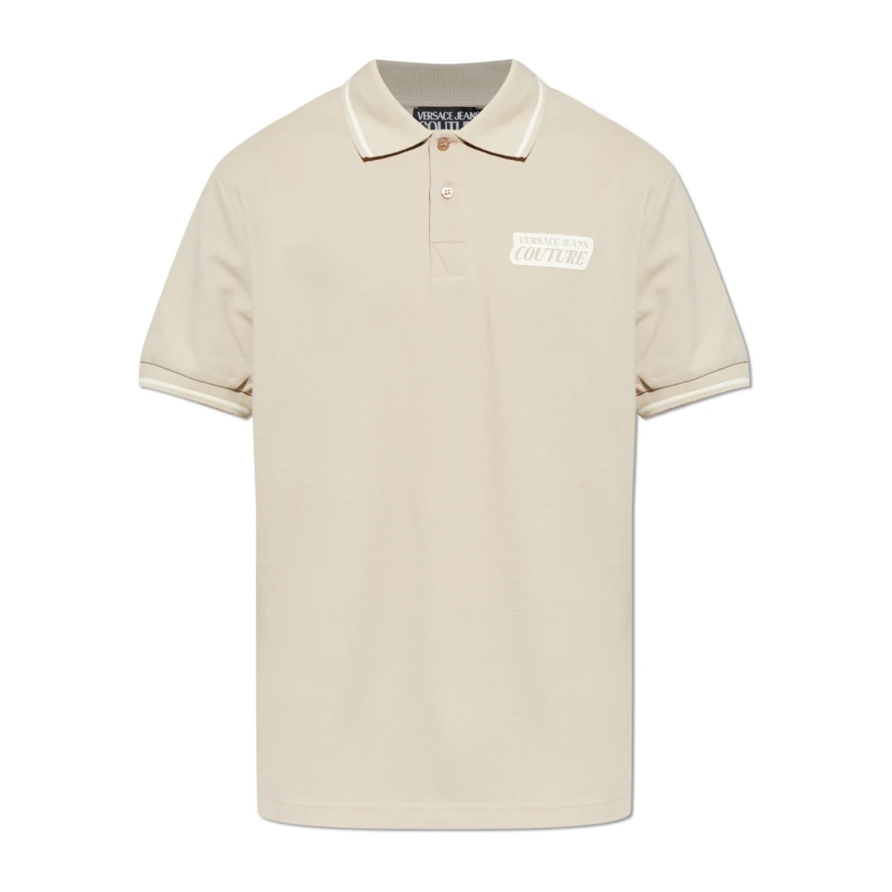 Versace Jeans Couture Uomo Beige - Polo Shirt Con Logo Stampato - Tops - 2XL