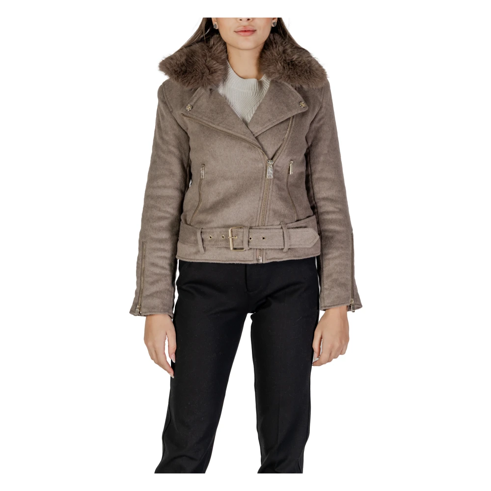 Guess Bruine Wollen V-hals Jas Brown Dames