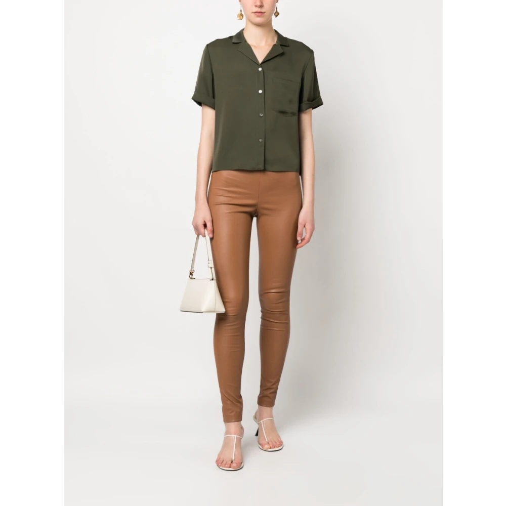 Theory Zijden Bowling Shirt Olijfgroen Green Dames