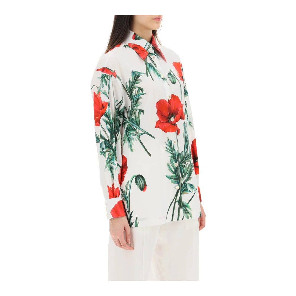 Dolce & Gabbana Poppy Print Button-Up Overhemd Multicolor Dames
