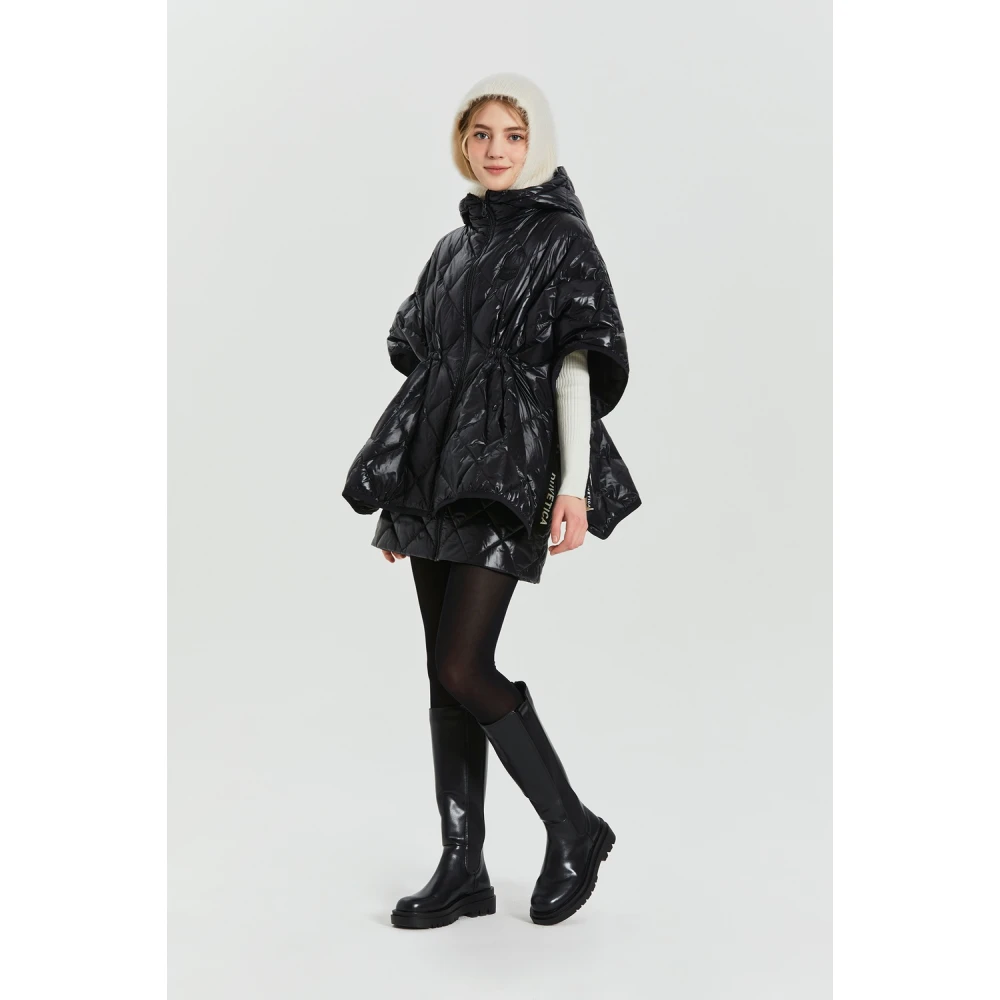 duvetica Diamond Quilted Down Poncho Black Dames