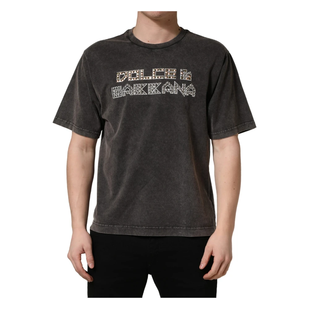 Dolce & Gabbana Men's Gray Short Sleeves Crew Neck T-Shirt - T-Shirts - M - Tops