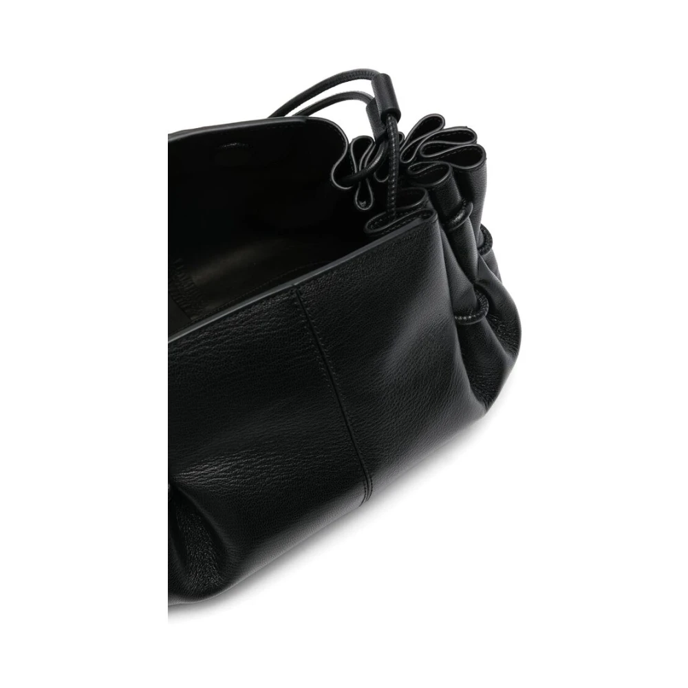 Hereu Zwarte Schoudertas met Gerimpeld Detail Black Dames