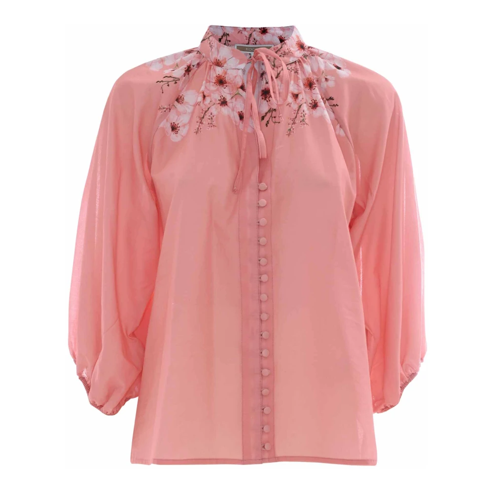 Kocca Katoenen blouse met kersenbloesemprint Pink Dames