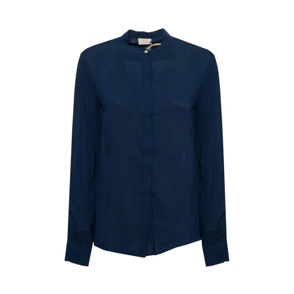 Harmont & Blaine Blauwe Mandarin kraag relaxte pasvorm Blue Dames
