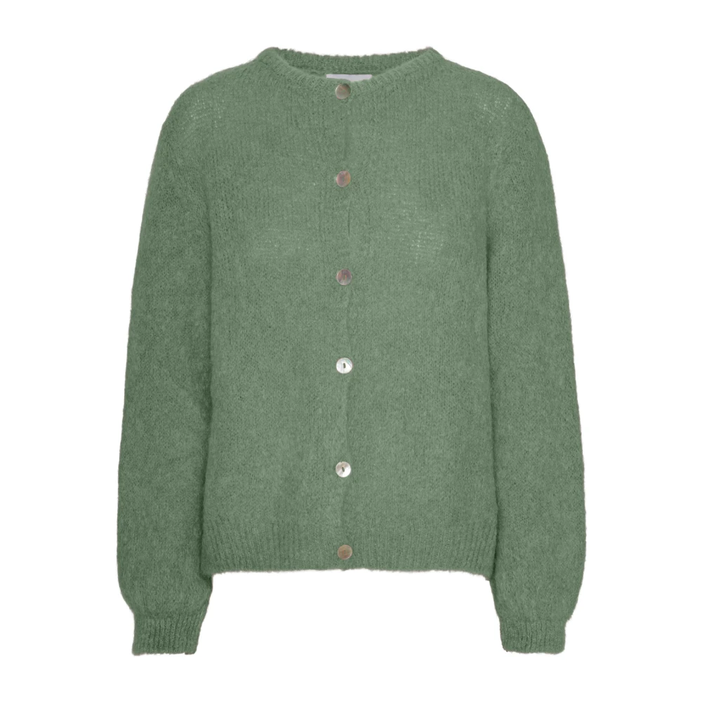 American Dreams Zachte Alpaca Cardigan Stoffig Groen Green Dames