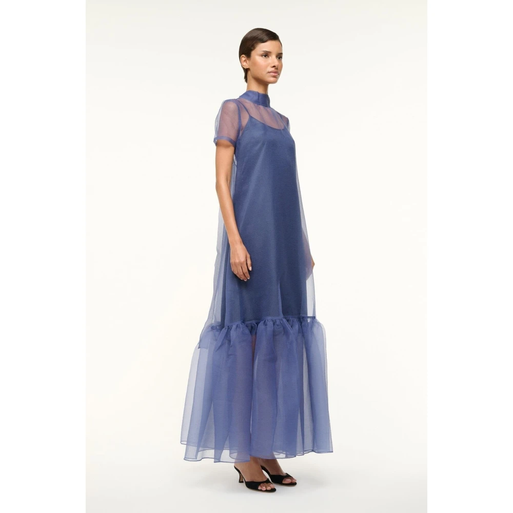 Staud Organza Calluna Jurk Blue Dames