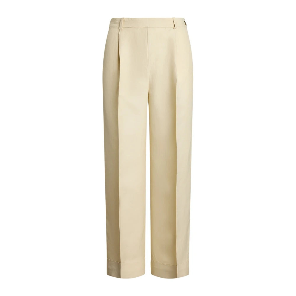 Ralph Lauren Women's Beige Straight Trousers, 2XS, Yaitlee Ankle Pleated Trousers