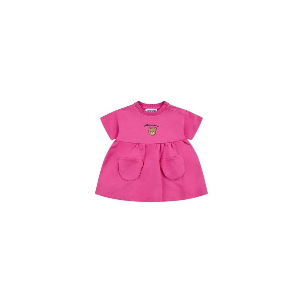 Moschino Pink Dresses, Female, 2 Y, Teddy Bear Cotton Sweatshirt Dress