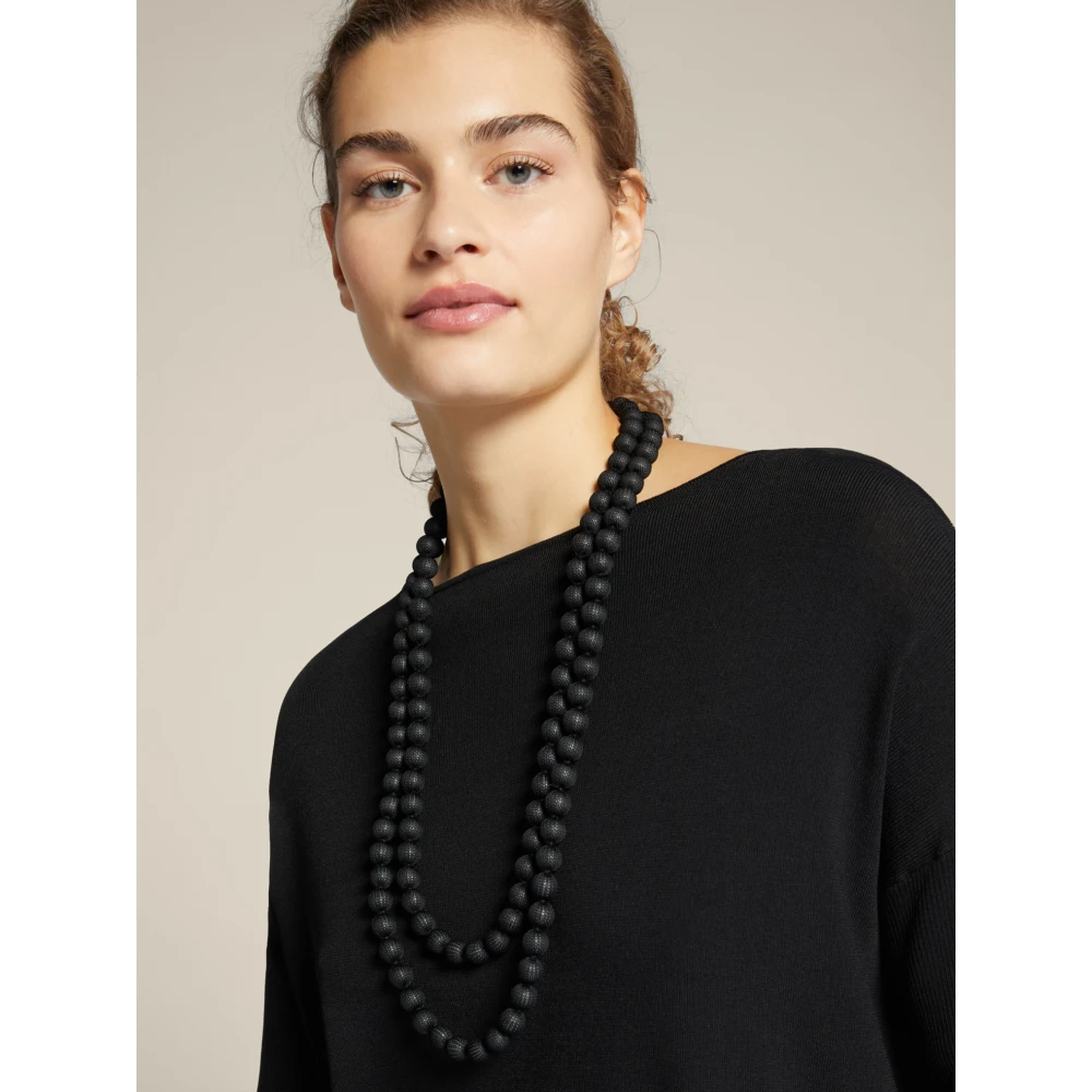 Elena Mirò Eco-Viscose Trui met Kettingdetail Black Dames