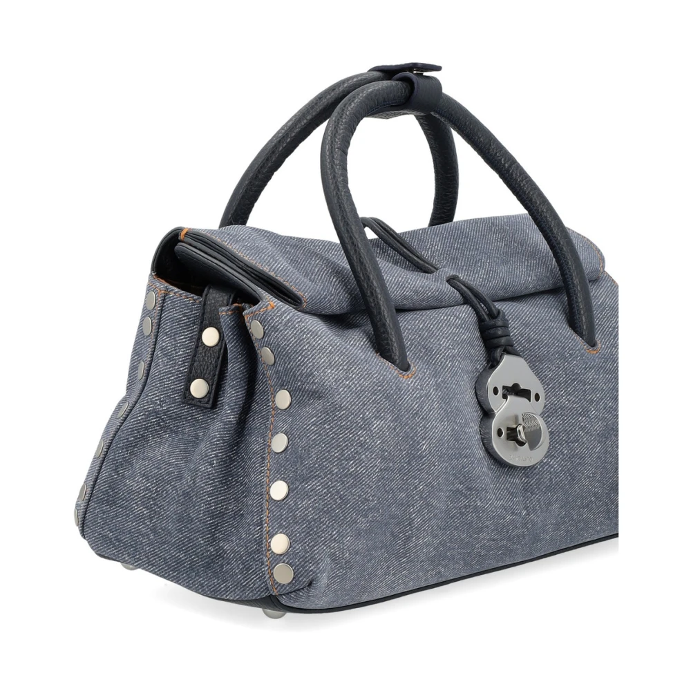 Zanellato Denim Blue Genova Canvas Schoudertas Blue Dames