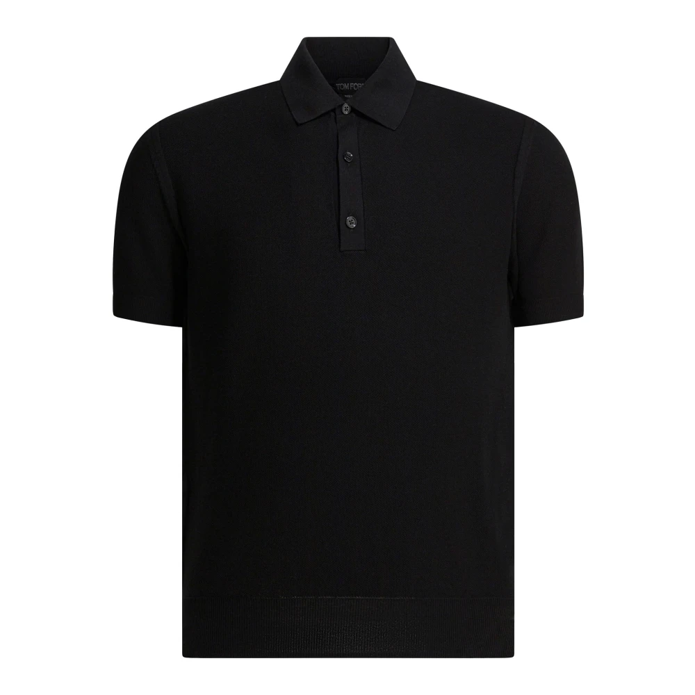 Tom Ford Men's Black Silk Cotton Piquet Polo