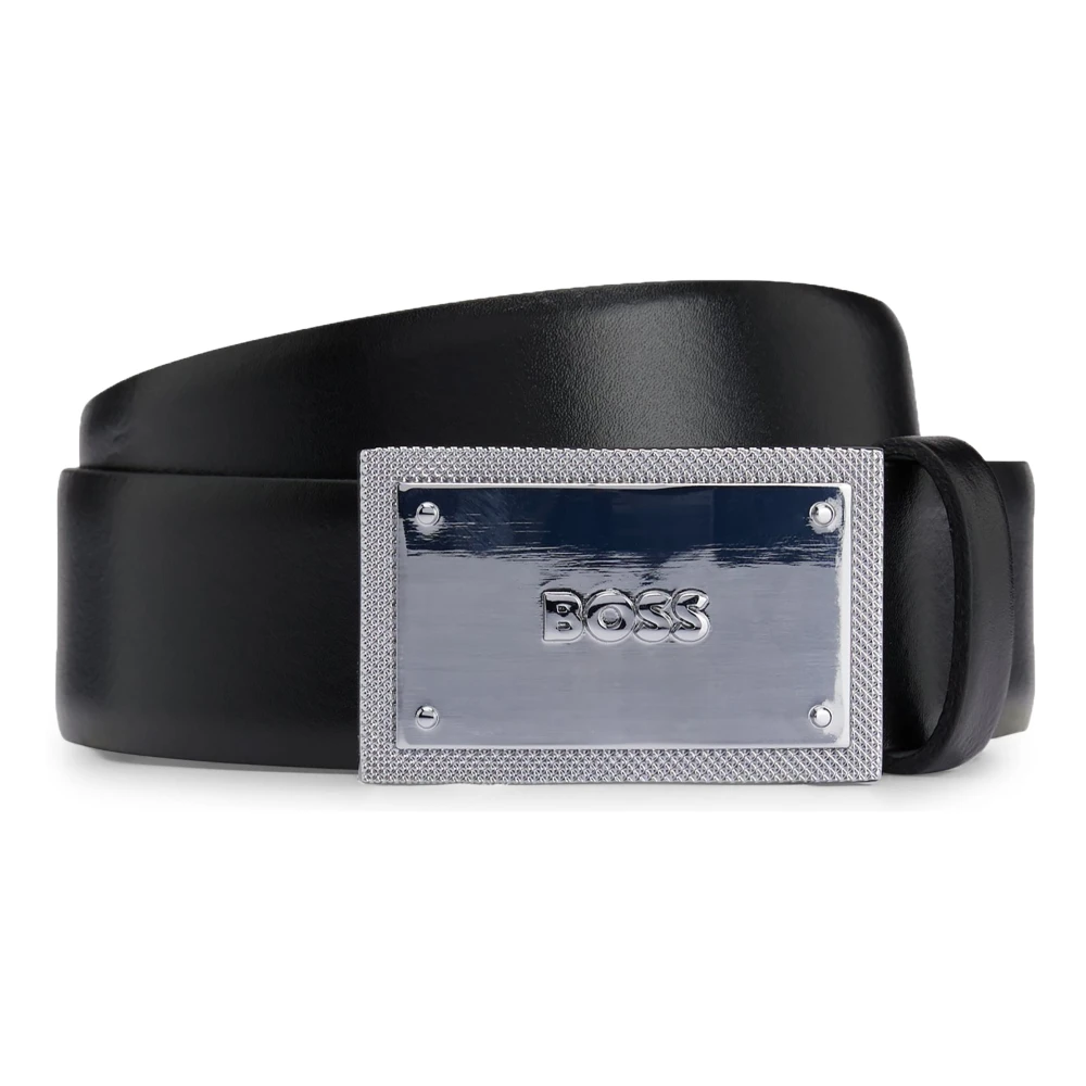 Boss Black Leather Belt - Male - Belts - Black - 100 Cm - Accessories