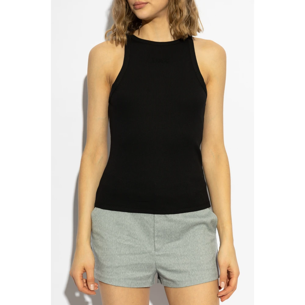 Gestuz Ribgebreide Top Black Dames