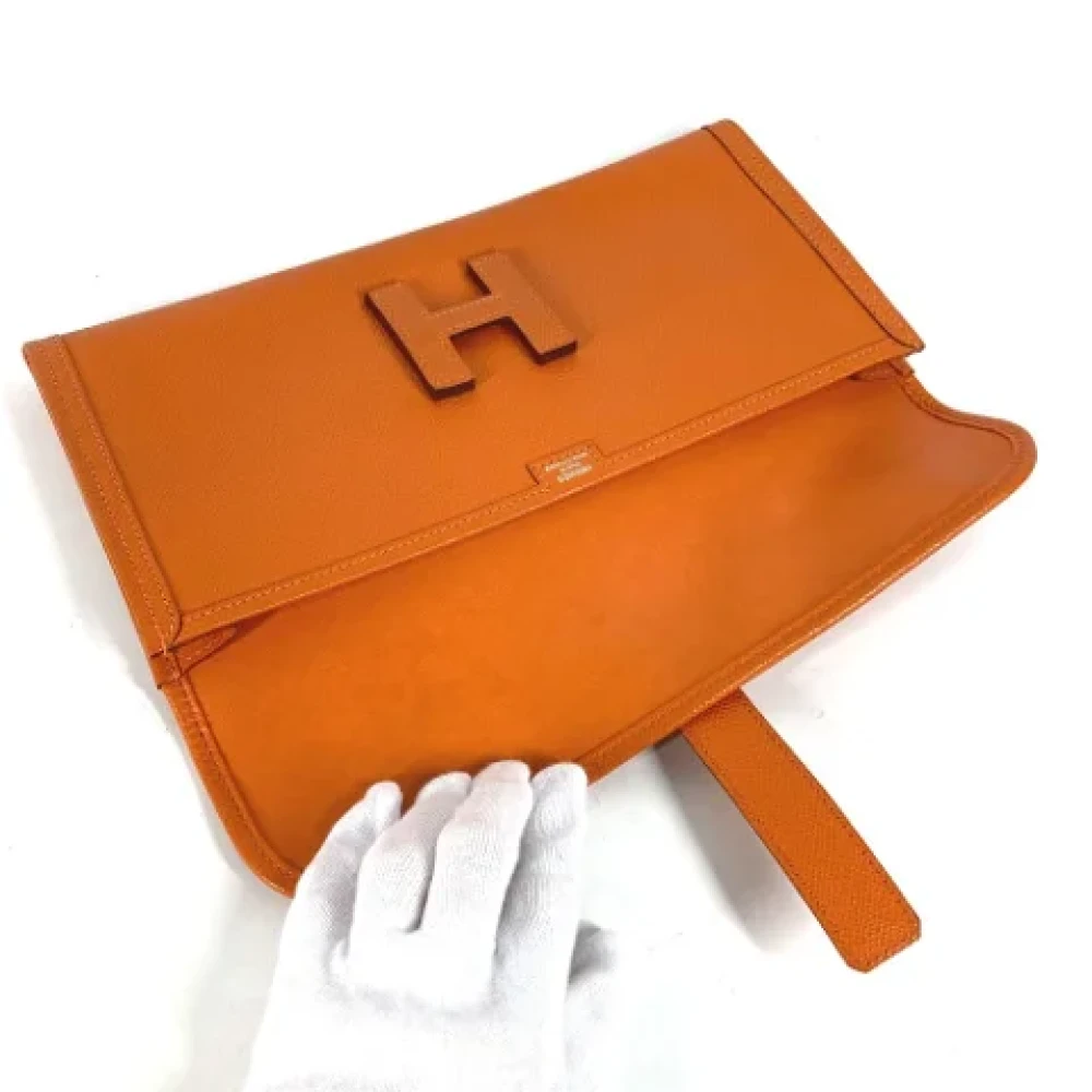 Hermès Vintage Pre-owned Leather clutches Orange Dames