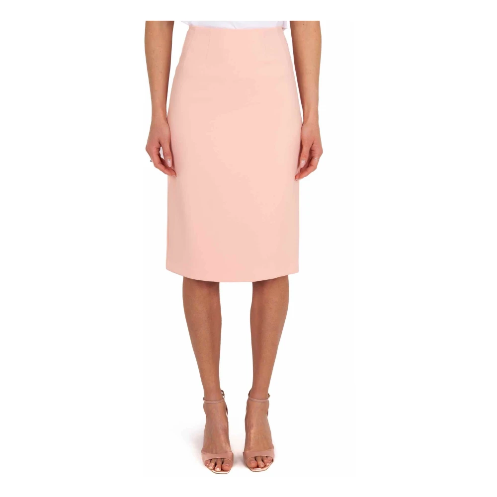 Elisabetta Franchi Roze Stretch Crêpe Midi Rok Pink Dames