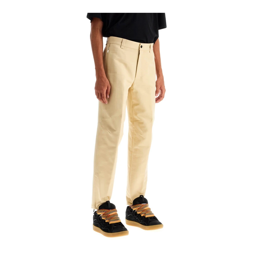 Lanvin Rits Biker Gabardine Broek Beige Heren