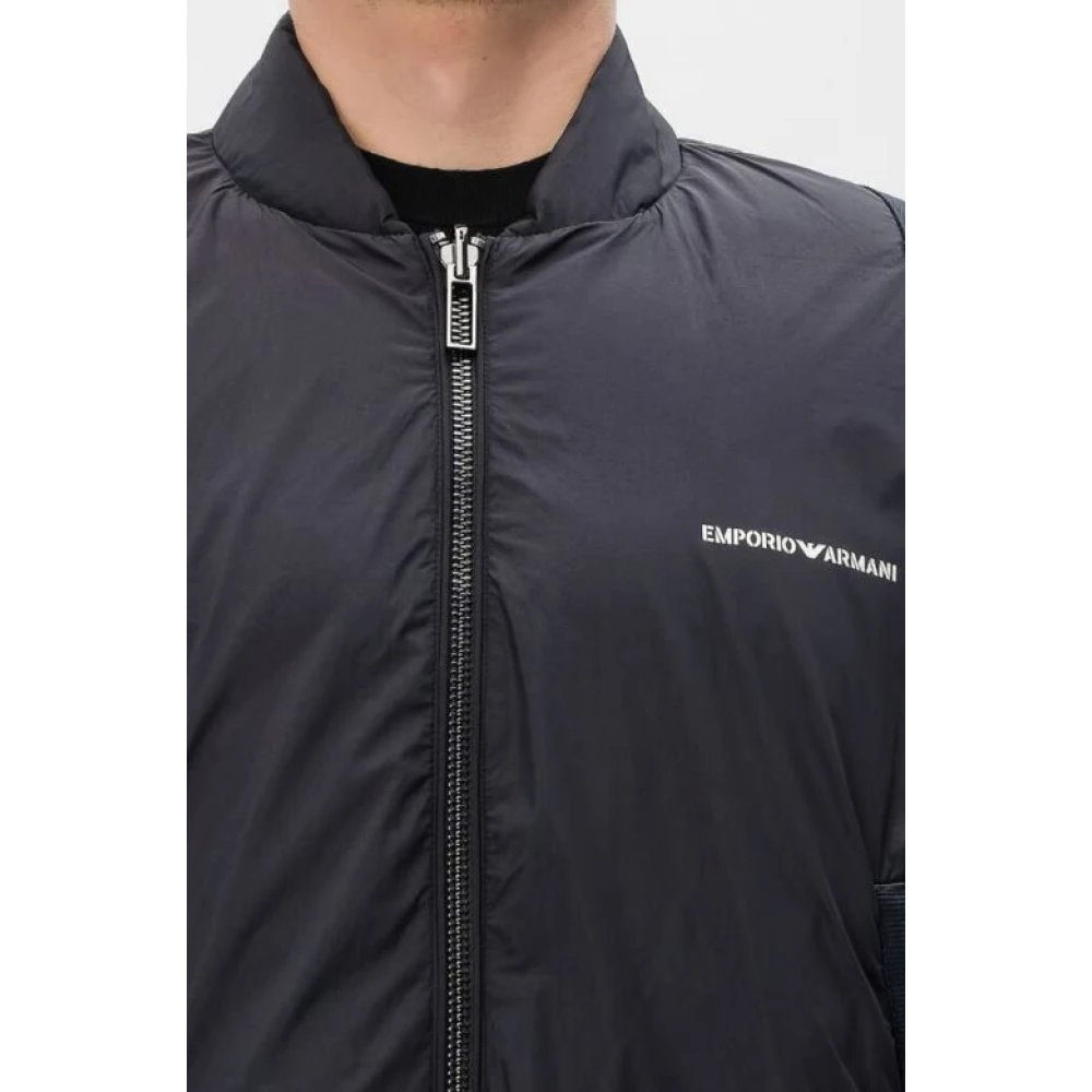 Emporio Armani Omkeerbare Gewatteerde Jas Blauw Blue Heren