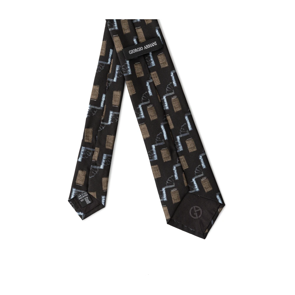 Giorgio Armani Zwarte zijden stropdas Black Heren
